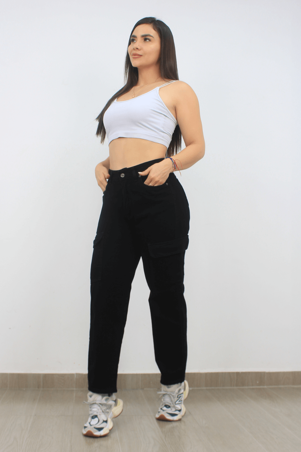 JEANS CARGO 1 BOTON TIRO ALTO REF - 7366