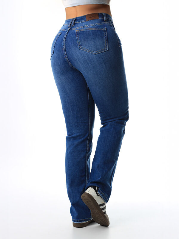 JEAN BOTA RECTA TONO MEDIO 1 BOTON TIRO ALTO REF - 2093