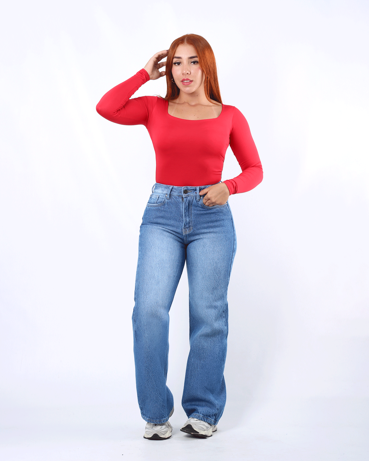 JEAN WIDE LEG MEDIO CLARO 1 BOTON REF-7343