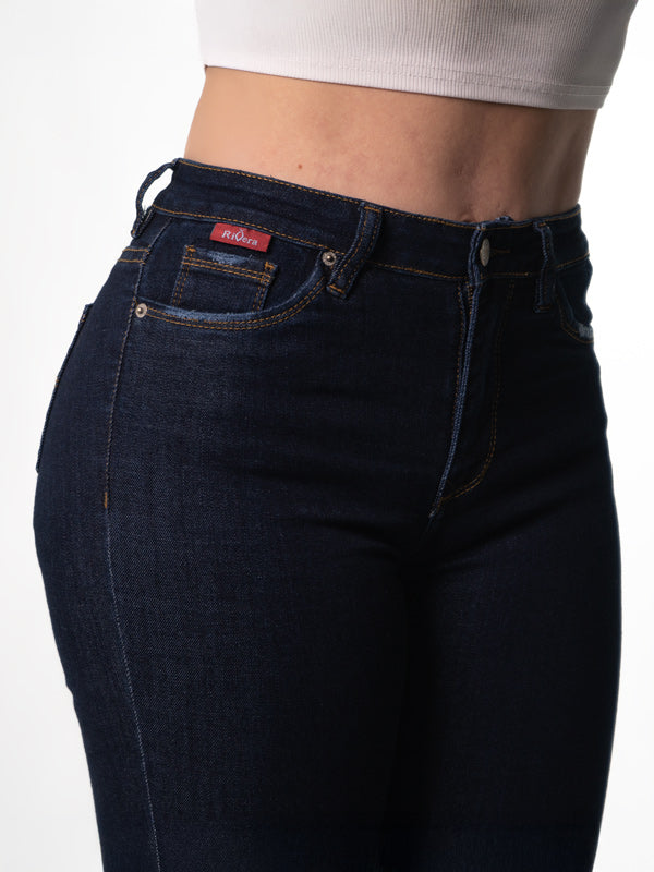 JEANS CLASICO AZUL NAVY 1 BOTON TIRO ALTO REF-7361