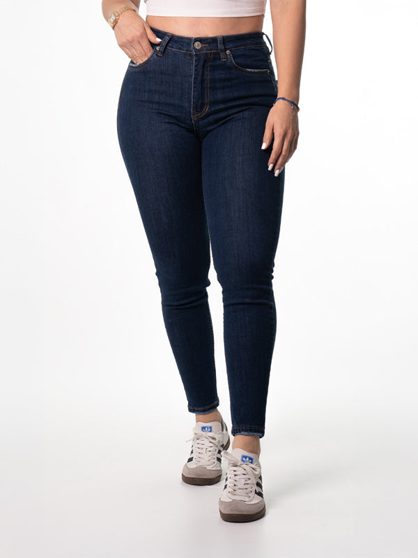 JEANS CLASICO AZUL OSCURO 1 BOTON TIRO ALTO REF-7367