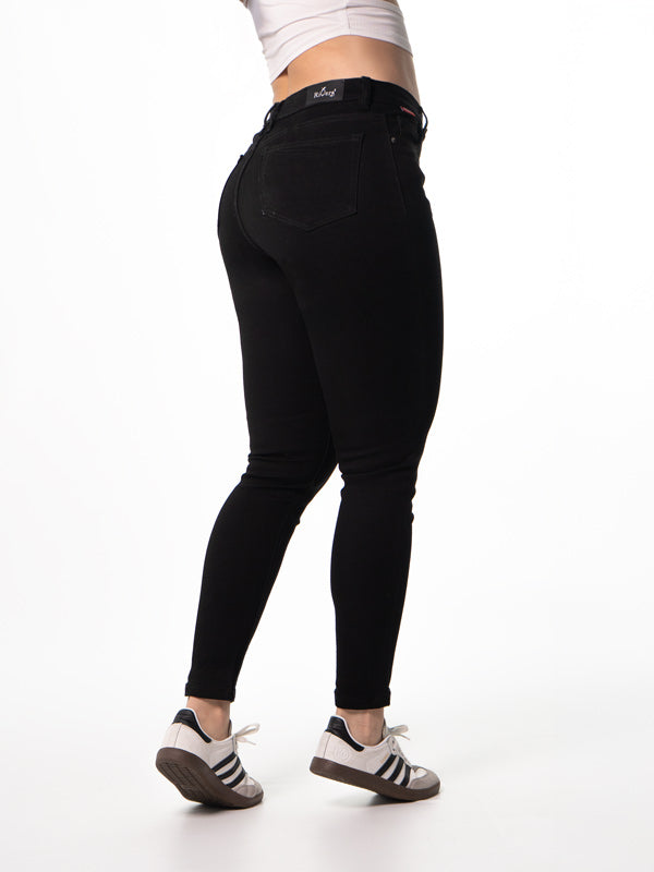 JEANS CLASICO NEGRO 1 BOTON TIRO ALTO REF-7370