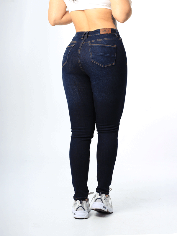 JEANS CLASICO TONO OSCURO 1 BOTON TIRO ALTO REF-7393