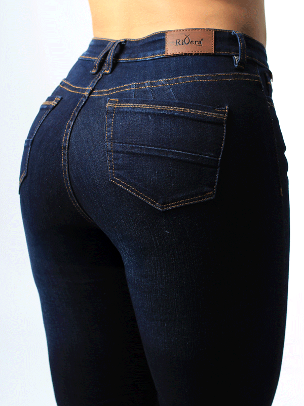 JEANS CLASICO TONO OSCURO 1 BOTON TIRO ALTO REF-7393