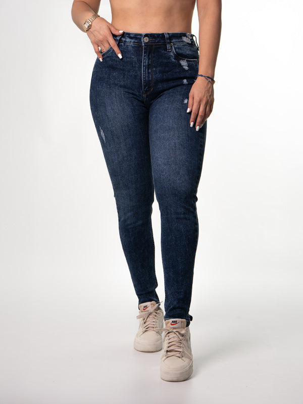 JEAN CLASICO OSCURO 1 BOTON TIRO ALTO REF-7406