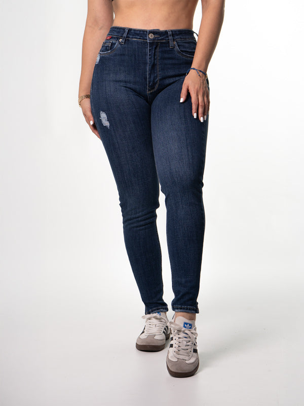 JEAN CLASICO OSCURO DESTROYER 1 BOTON TIRO ALTO REF-7408