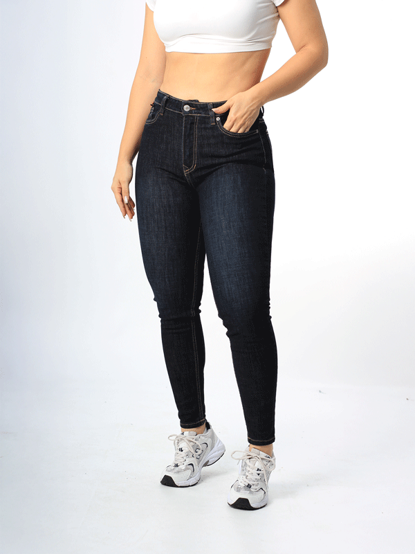 JEAN CLASICO OSCURO 1 BOTON TIRO ALTO REF 7419