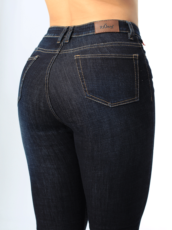 JEAN CLASICO OSCURO 1 BOTON TIRO ALTO REF 7419