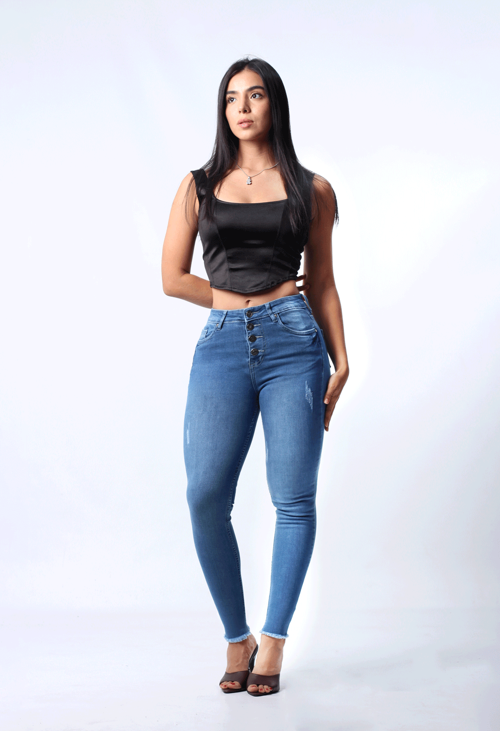 JEANS CLÁSICO SKINNY AZUL CLARO 4 BOTONES - REF. 7450