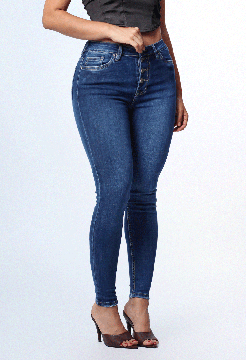JEANS CLÁSICO SKINNY AZUL OSCURO 4 BOTONES - REF. 7451