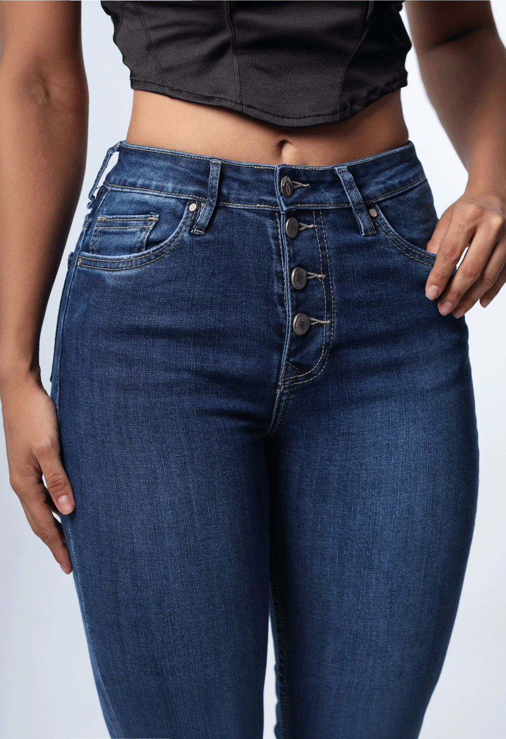 JEANS CLÁSICO SKINNY AZUL OSCURO 4 BOTONES - REF. 7451