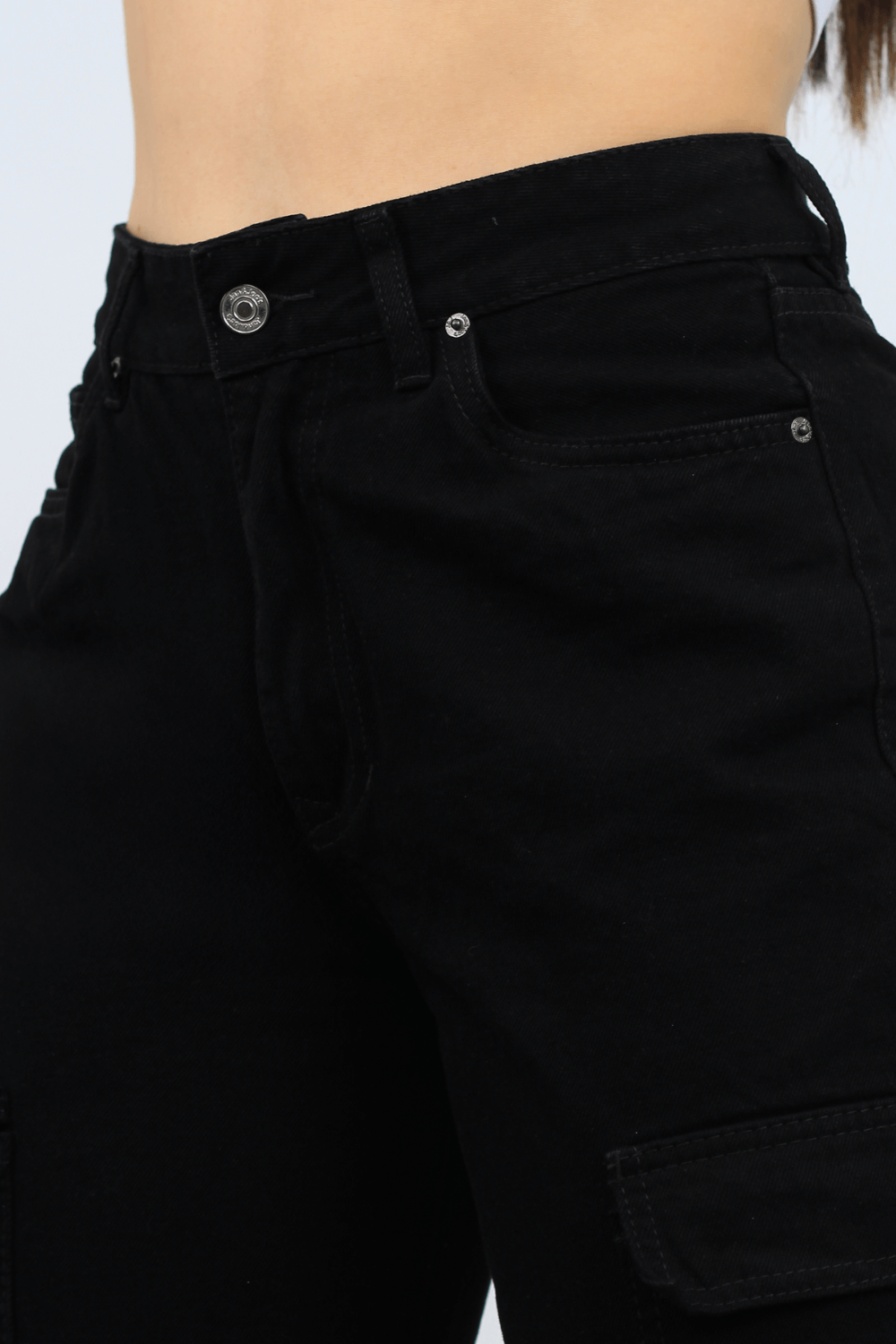 JEANS CARGO 1 BOTON TIRO ALTO REF - 7366