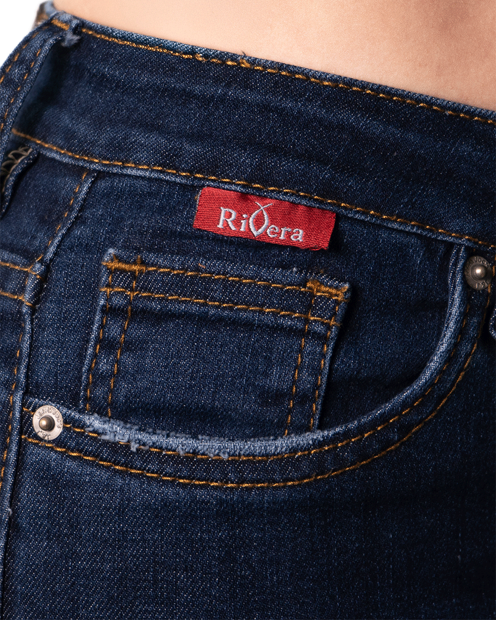 JEANS CLÁSICO SKINNY AZUL OSCURO 1 BOTON TIRO ALTO REF-7367