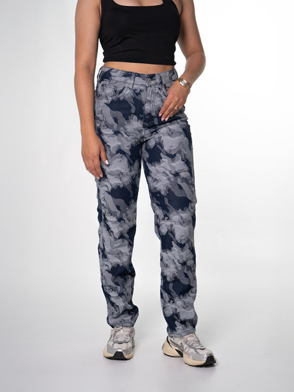 JEAN CARGO CAMUFLADO 1 BOTON TIRO ALTO REF - 7391