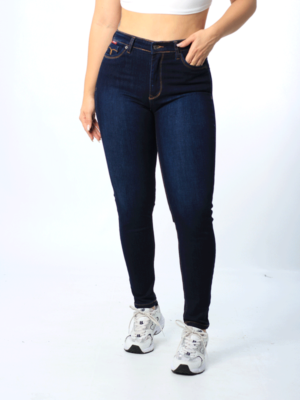 JEANS CLASICO TONO OSCURO 1 BOTON TIRO ALTO REF-7393