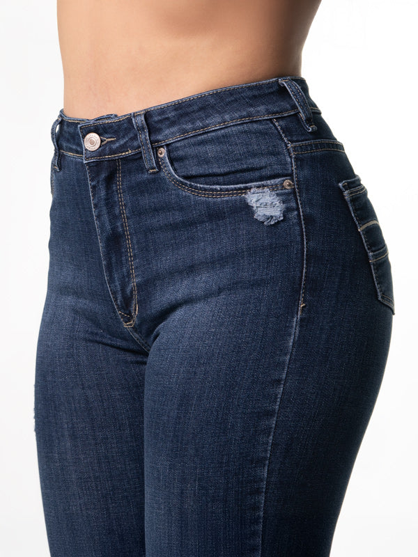 JEAN CLASICO OSCURO DESTROYER 1 BOTON TIRO ALTO REF-7408