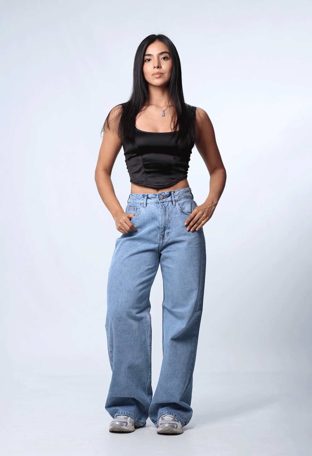 JEAN WIDE LEG CLARO 1 BOTON REF-7415