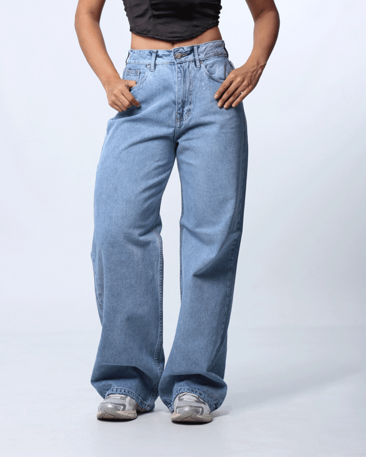 JEAN WIDE LEG CLARO 1 BOTON REF-7415