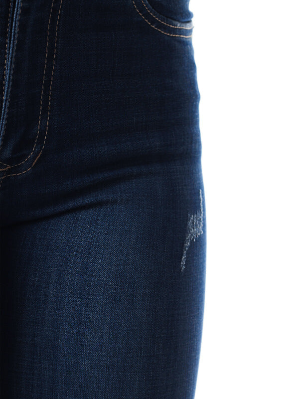 JEAN BOTA RECTA OSCURO 1 BOTON TIRO ALTO REF 7417