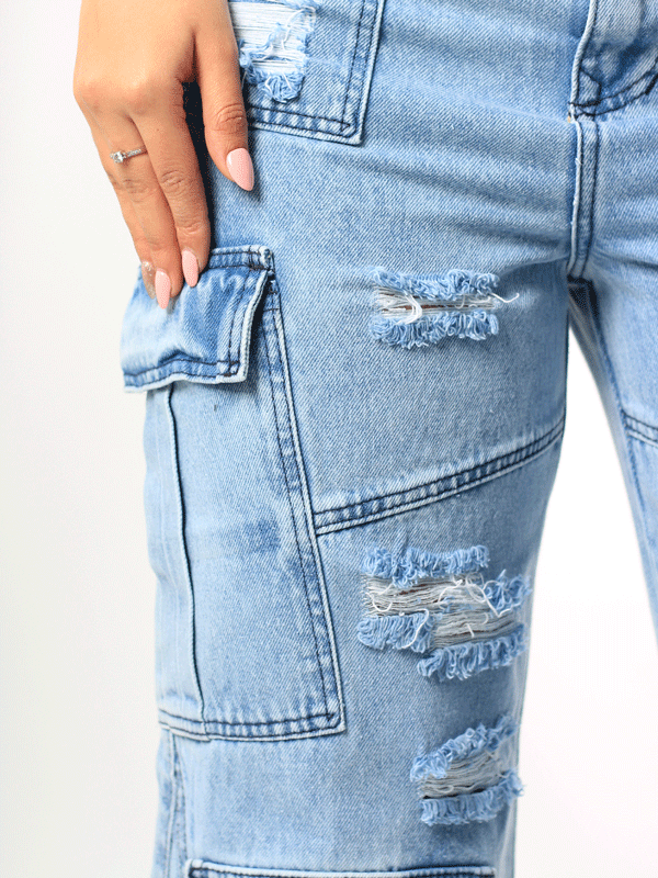 WIDE LEG CARGO 4 BOLSILLOS TONO CLARO REF-7424