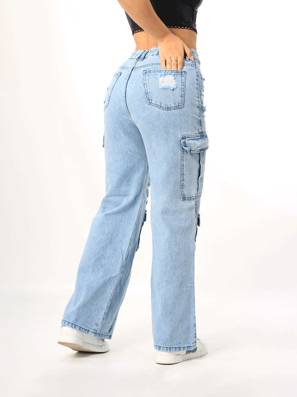 WIDE LEG CARGO 4 BOLSILLOS TONO CLARO REF-7424