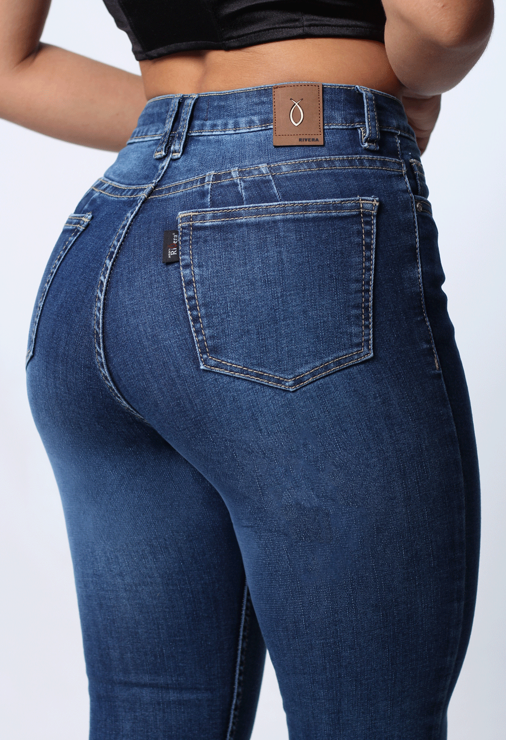 JEANS CLÁSICO SKINNY AZUL OSCURO 4 BOTONES TIRO ALTO REF-7451