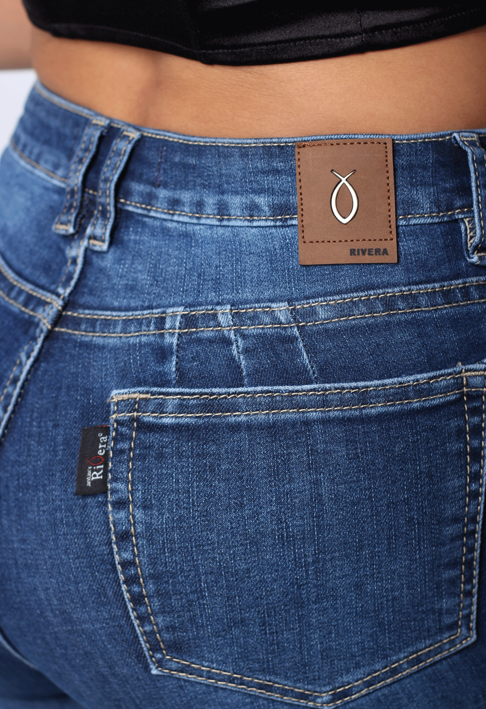 JEANS CLÁSICO SKINNY AZUL OSCURO 4 BOTONES TIRO ALTO REF-7451