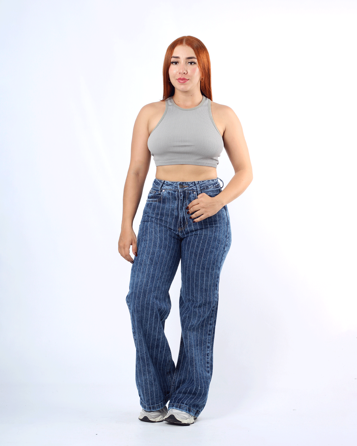 JEAN WIDE LEG AZUL OSCURO 1 BOTON REF 7444