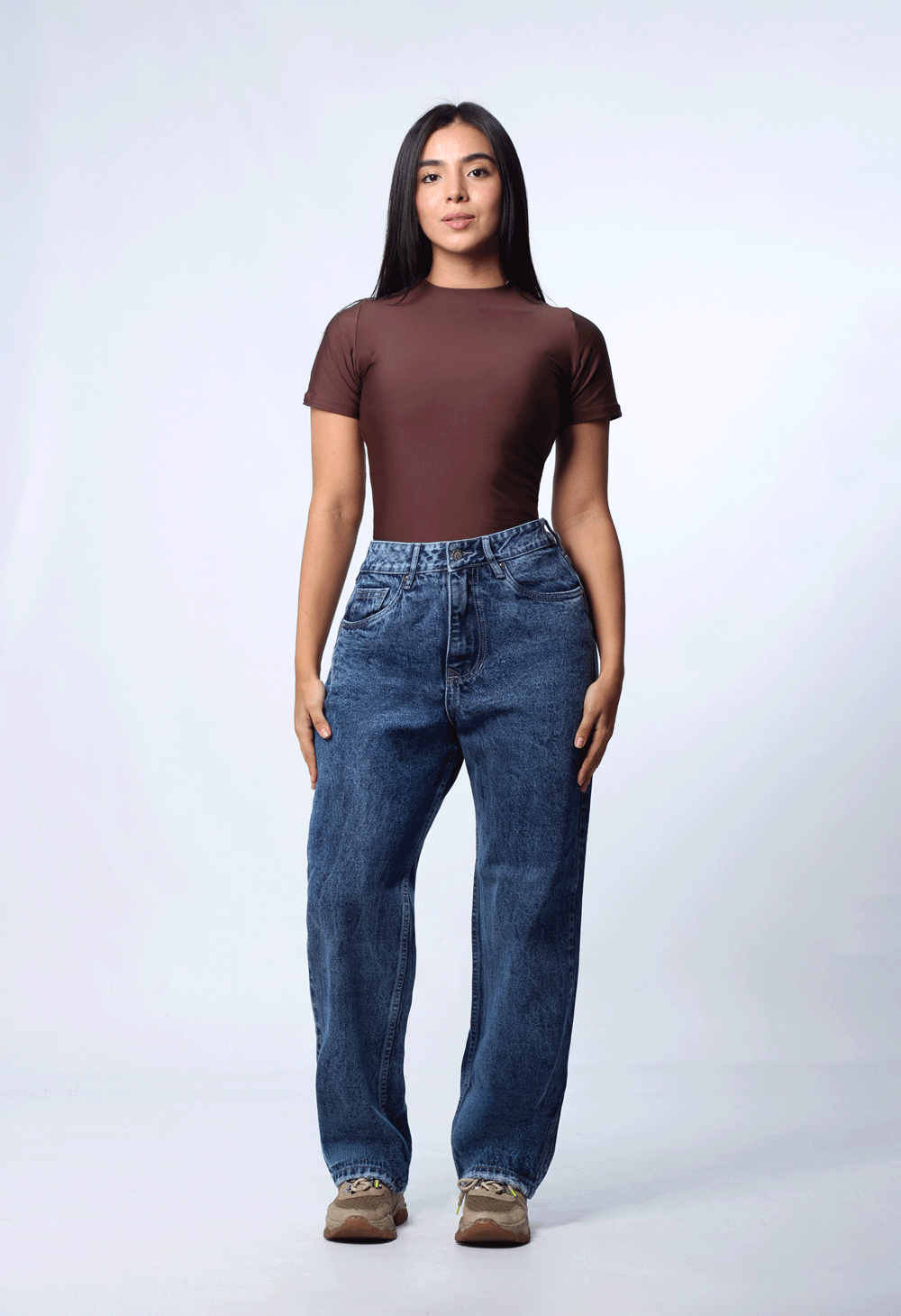 JEAN BOYFRIEND TONO MEDIO OSCURO 1 BOTON TIRO ALTO REF 7446