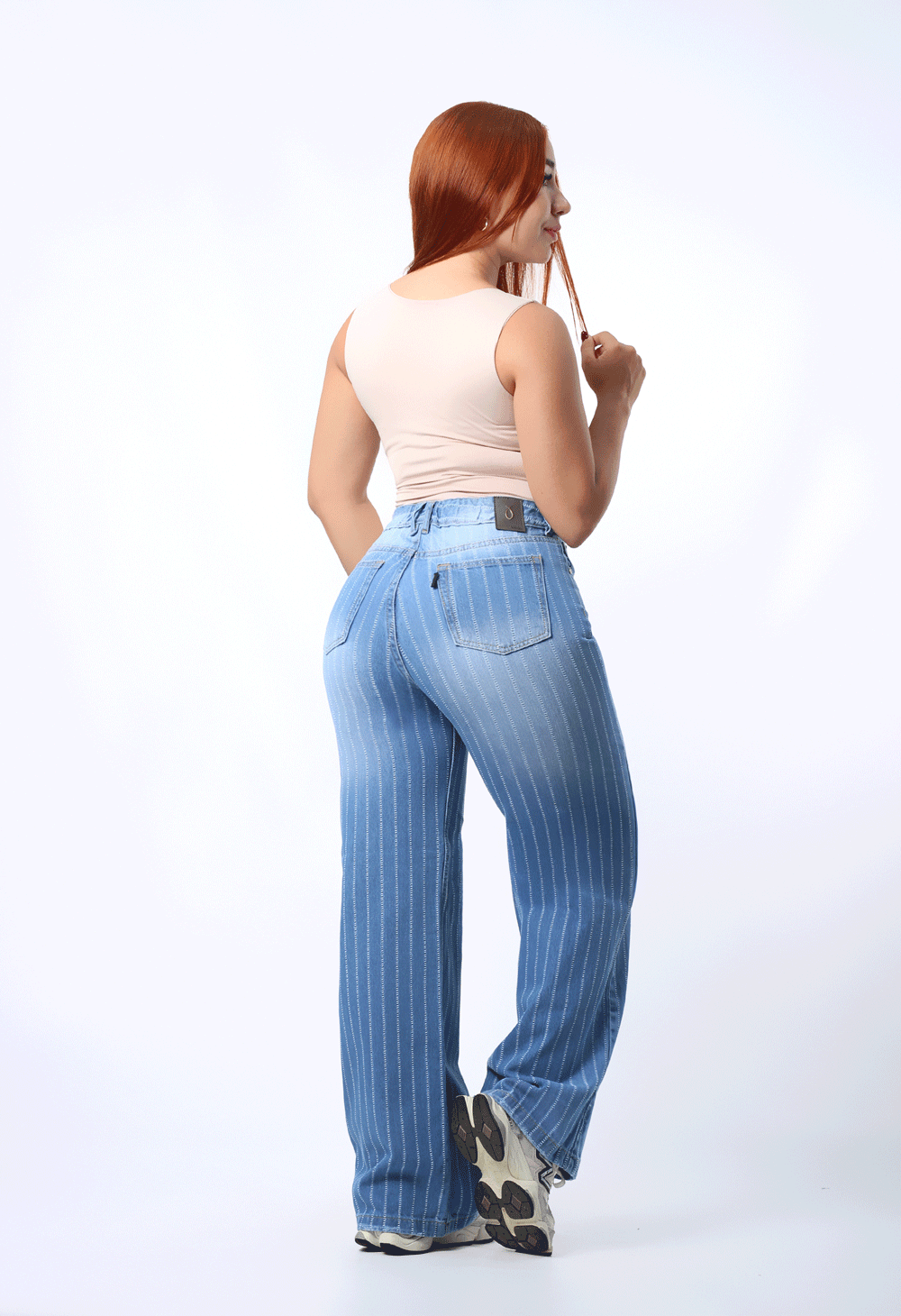 WIDE LEG AZUL CLARO TELA JACQUARD - REF. 7455