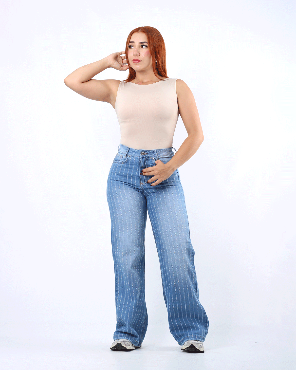 JEAN WIDE LEG AZUL CLARO 1 BOTON REF 7455
