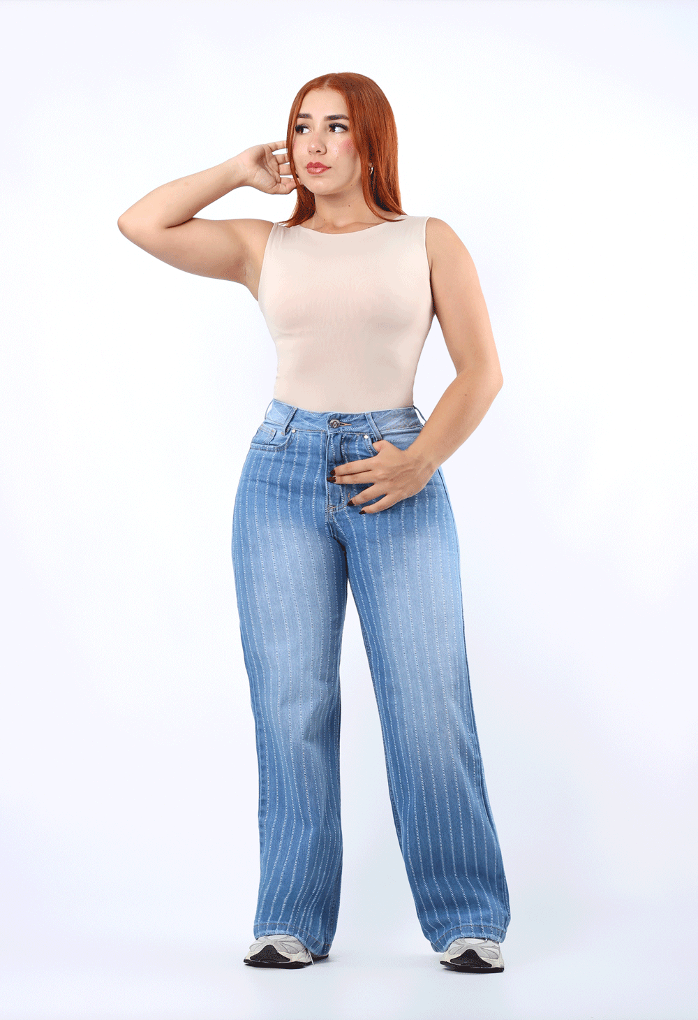 WIDE LEG AZUL CLARO TELA JACQUARD - REF. 7455