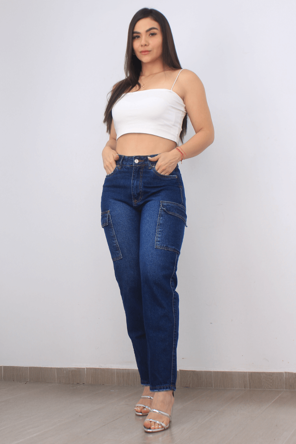 JEAN CARGO TONO OSCURO 1 BOTON TIRO ALTO REF - REF-7386