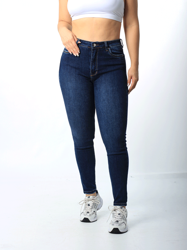 JEANS CLASICO TONO OSCURO 1 BOTON TIRO ALTO REF-7392