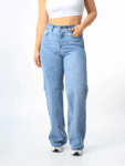 JEANS WIDE LEG TONO CLARO 1 BOTON TIRO ALTO REF-7398